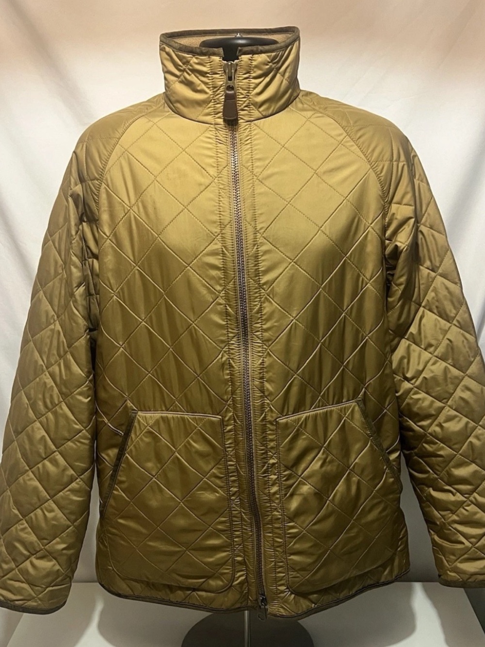 POLO RALPH LAUREN Men Jacket Size L Brown Lined Full Zip Pockets s10915